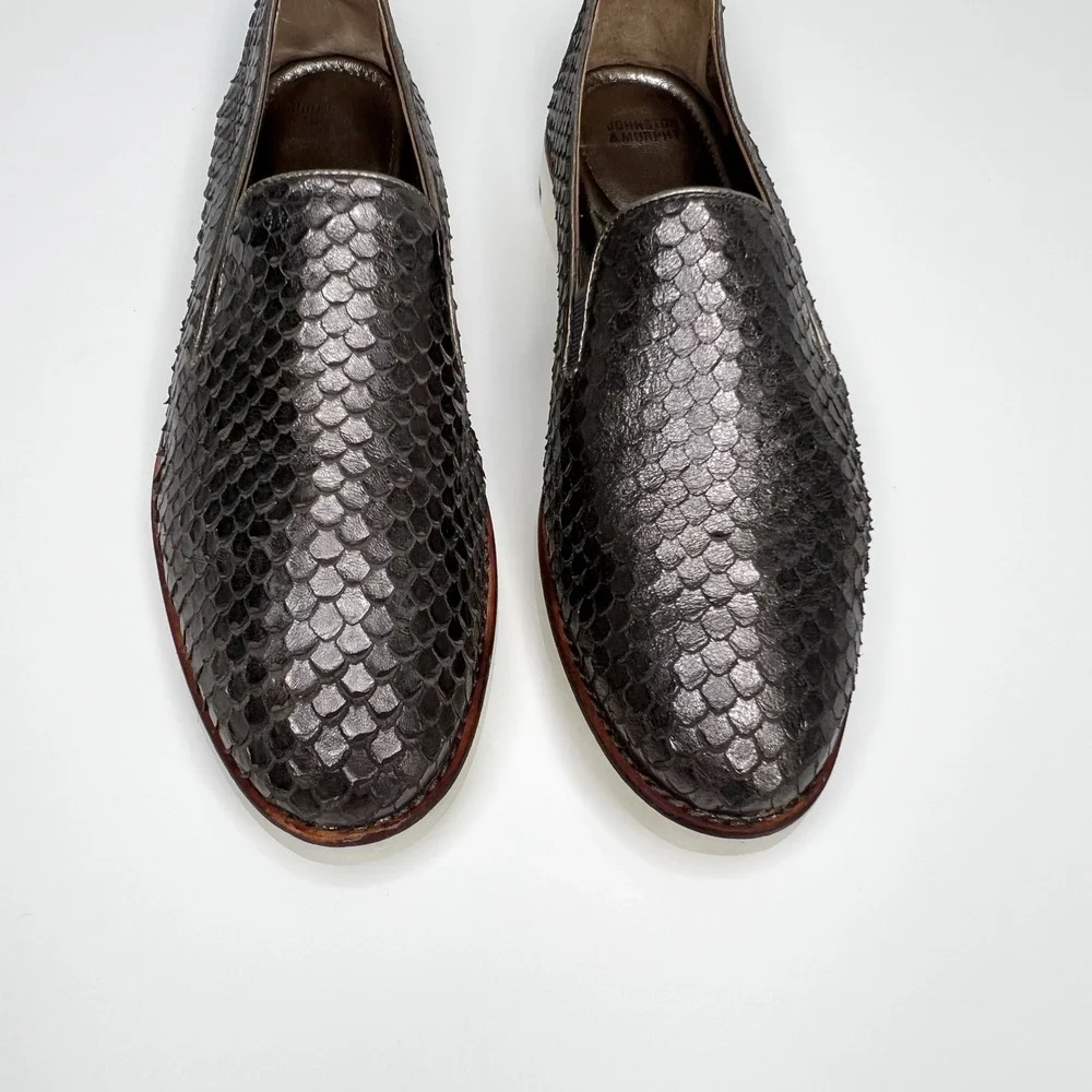 JOHNSTON &‎ MURPHY Embossed Slip on Leather Loafers 9